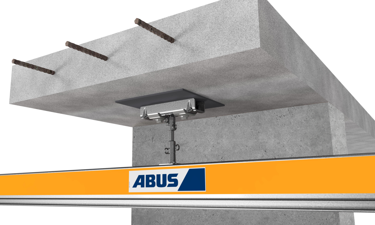 Betonsvejseblok til ophængning af et hængende transportbånd.