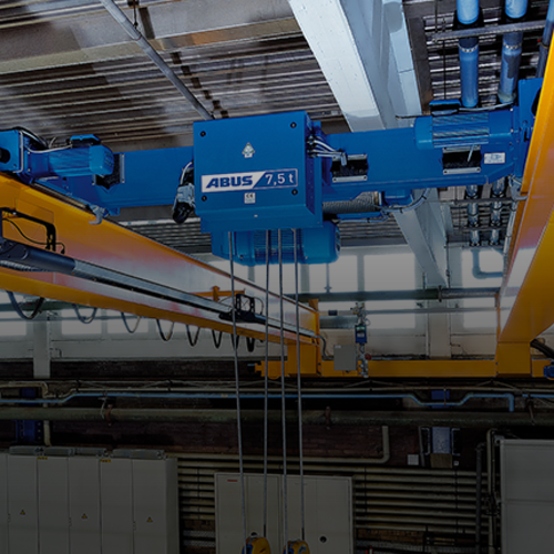 ABUS tvåskenig löpvagn av typ DA för låg bygghöjd och en bärförmåga på upp till 40 ton i krananläggningar.