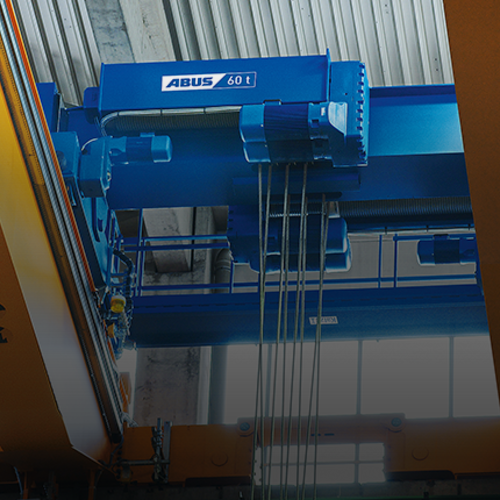 ABUS tvåskenig löpvagn av typ Z med dubbelt lyftverk och en bärförmåga på upp till 120 ton.